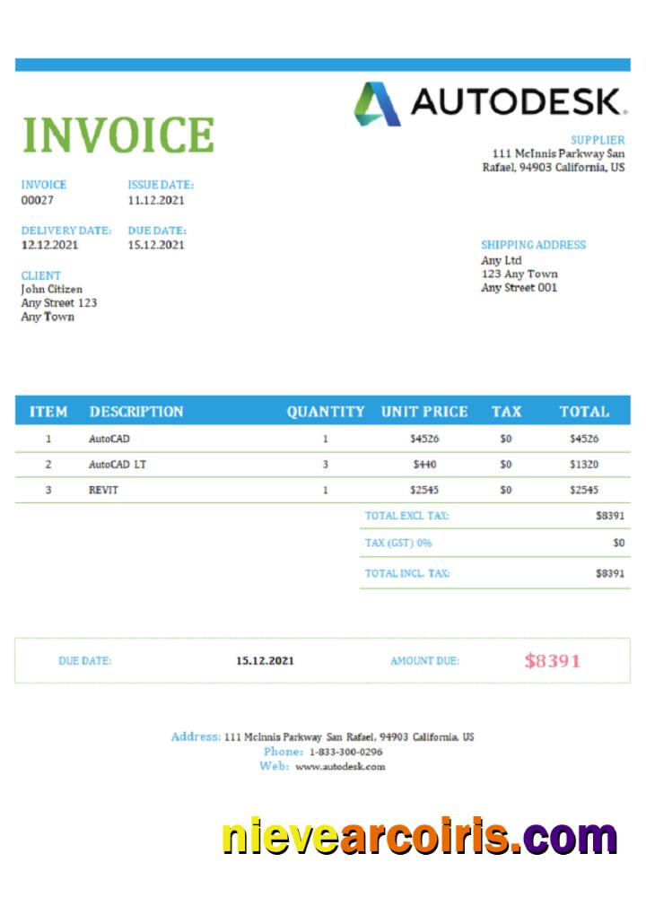 USA Autodesk invoice